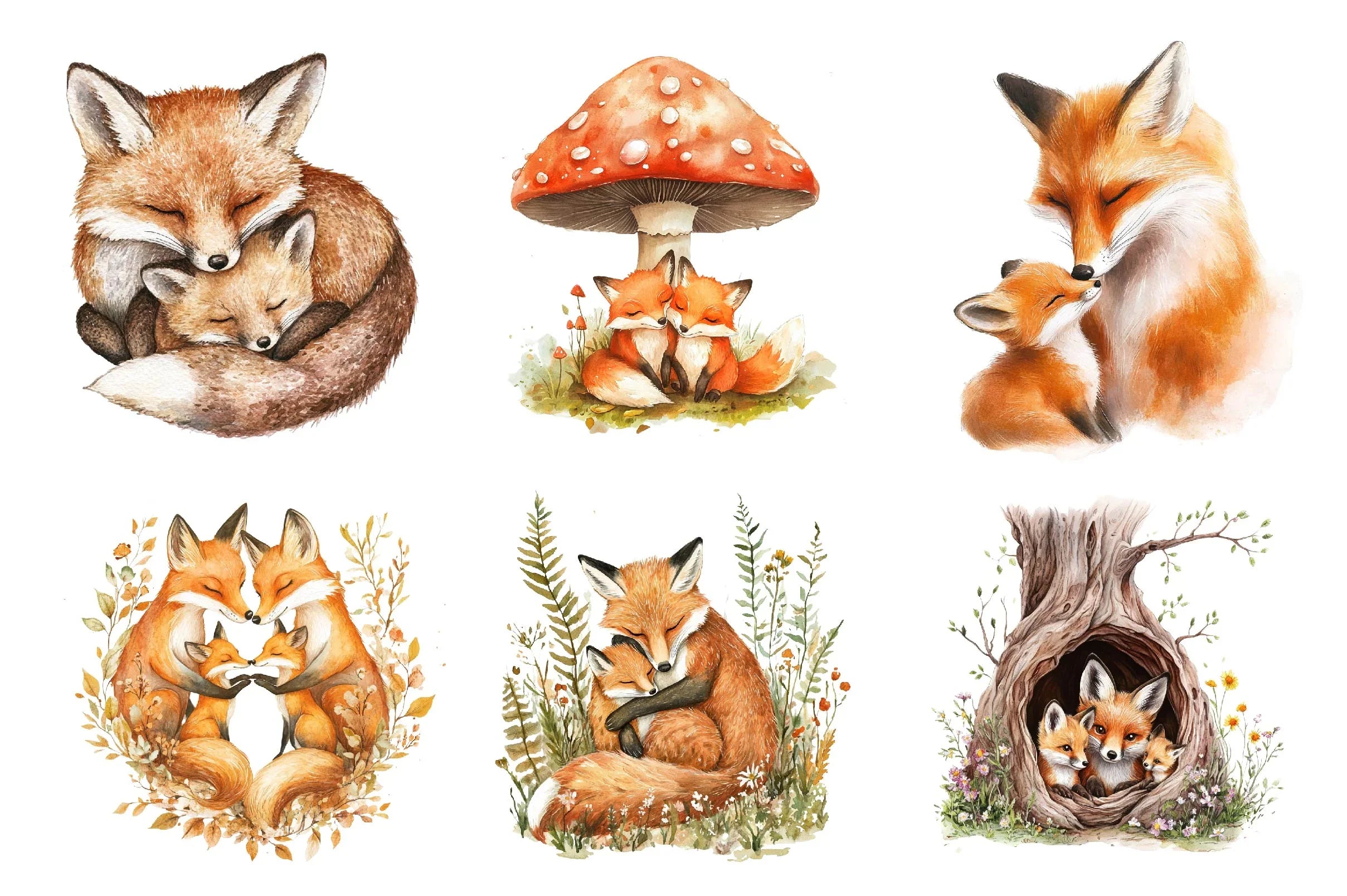 Cozy Fox Family Clipart Bundle - CraftNest - Digital Crafting and Art