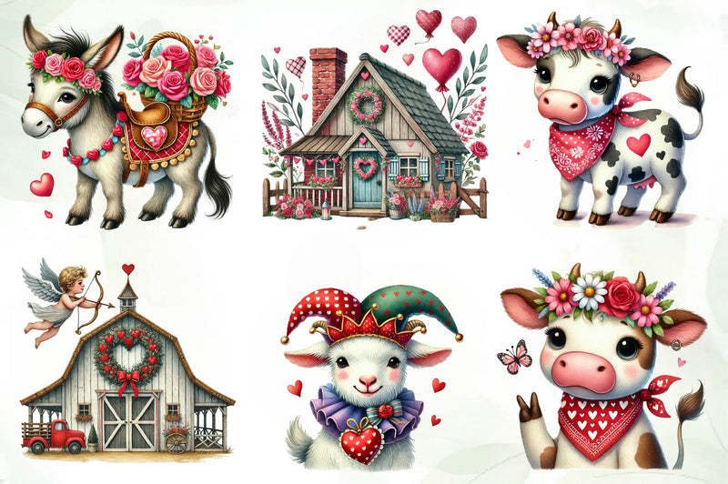 Valentine Farm Clipart Bundle - CraftNest - Digital Crafting and Art