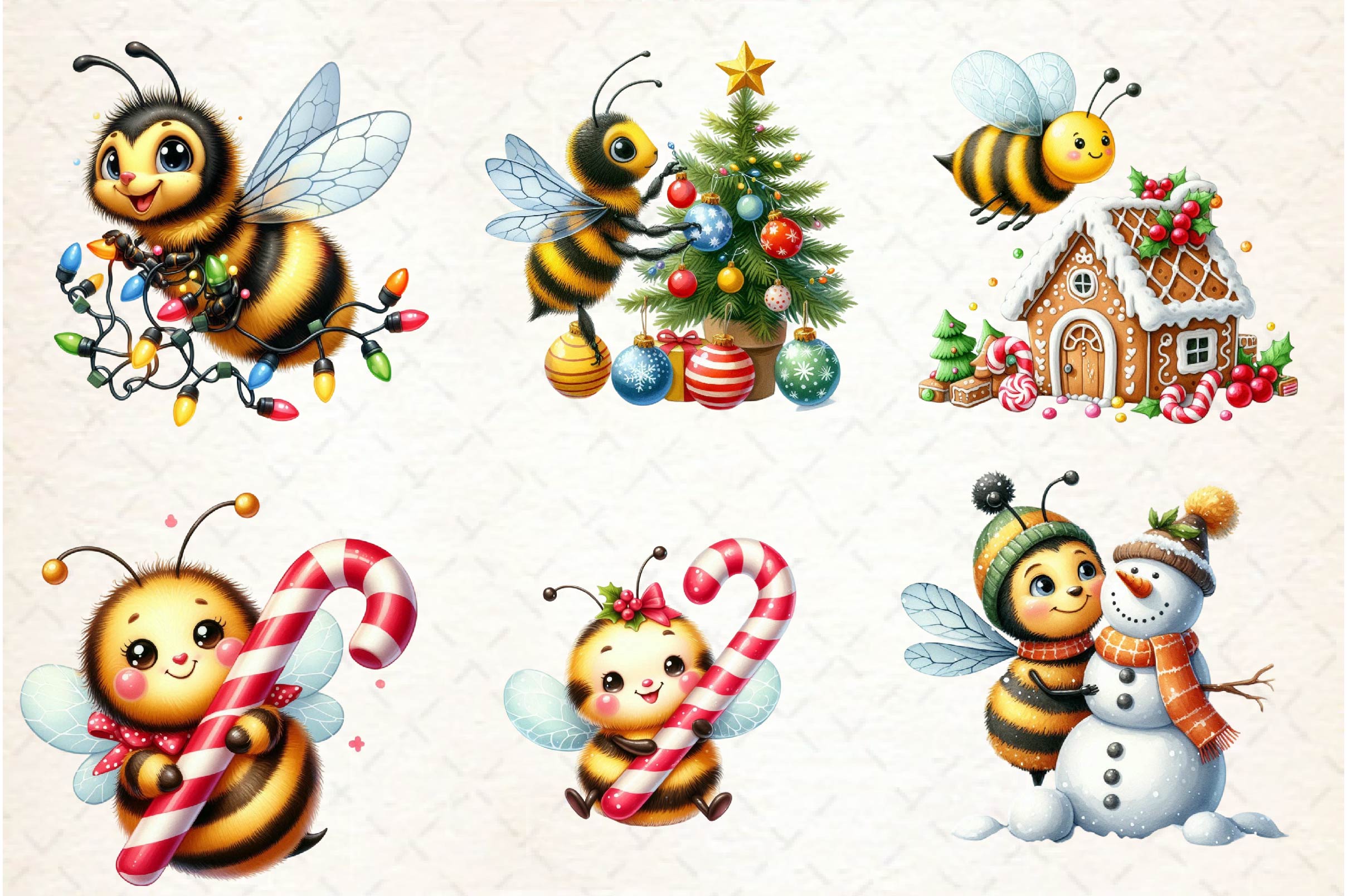 Christmas Bees Clipart Bundle - CraftNest - Digital Crafting and Art