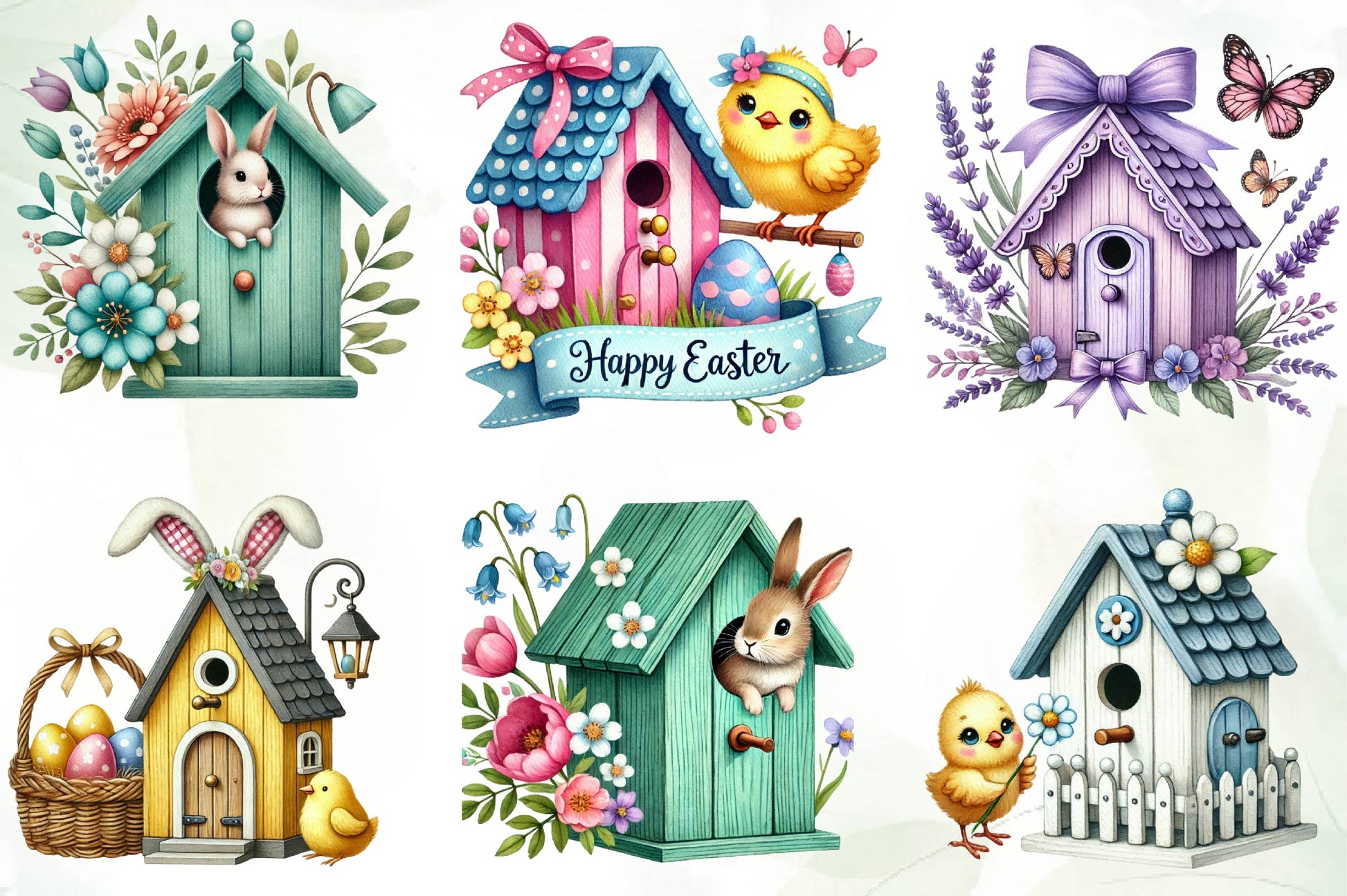 Easter Bird House Clipart Bundle - CraftNest - Digital Crafting and Art