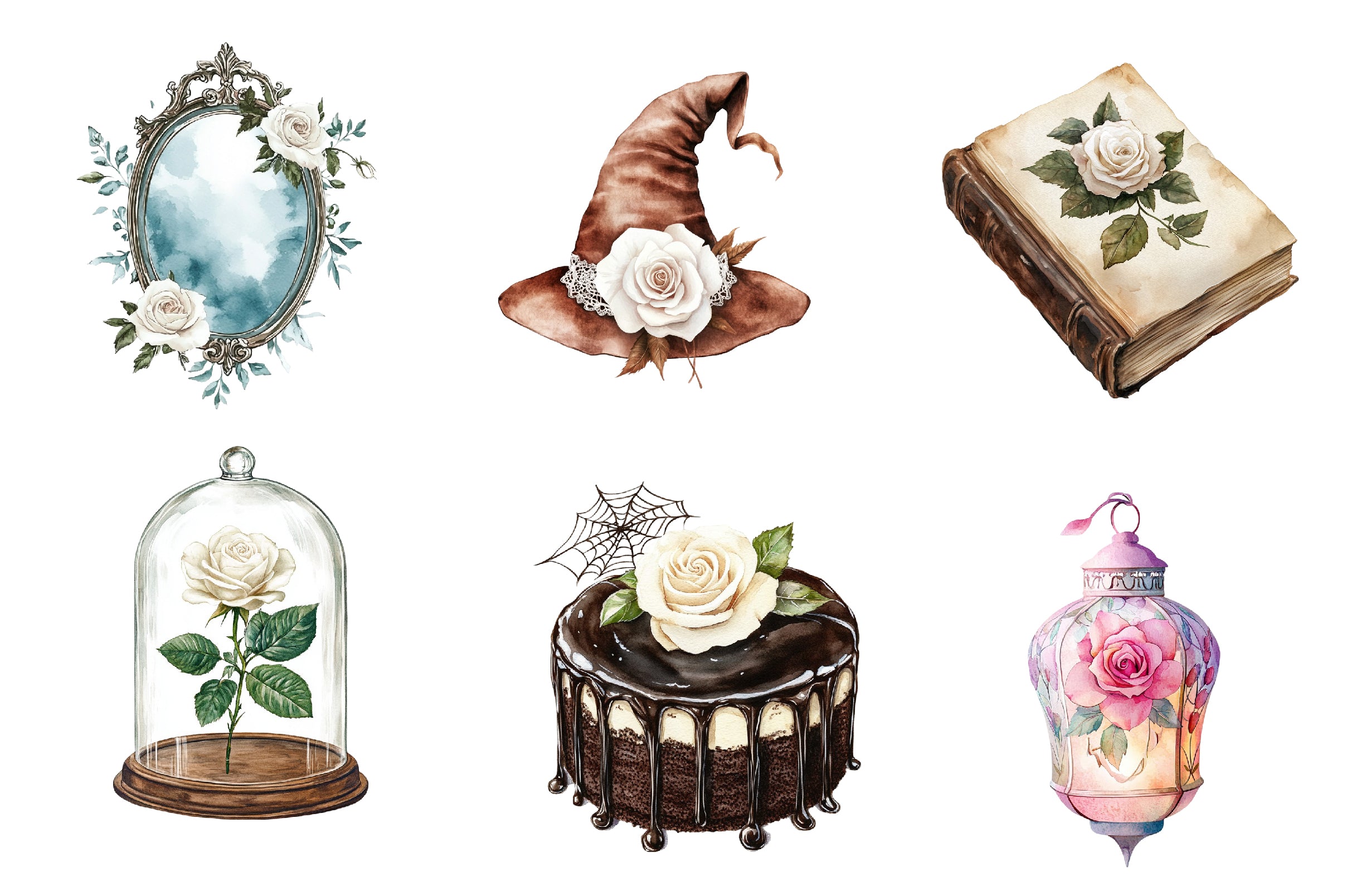 Brown Halloween & White Roses Clipart Bundle - CraftNest - Digital Crafting and Art