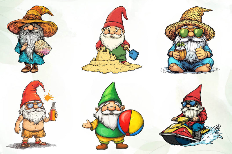 Summer Beach Gnome Clipart Bundle - CraftNest - Digital Crafting and Art