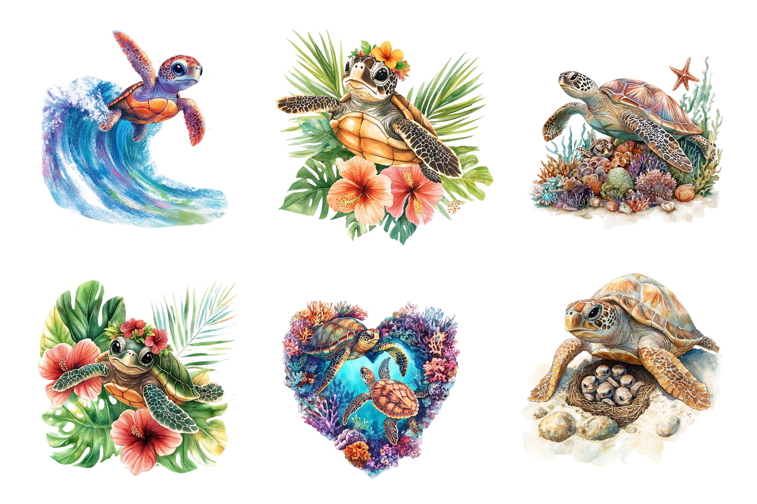 Sea Turtle & Baby Clipart Bundle - CraftNest - Digital Crafting and Art