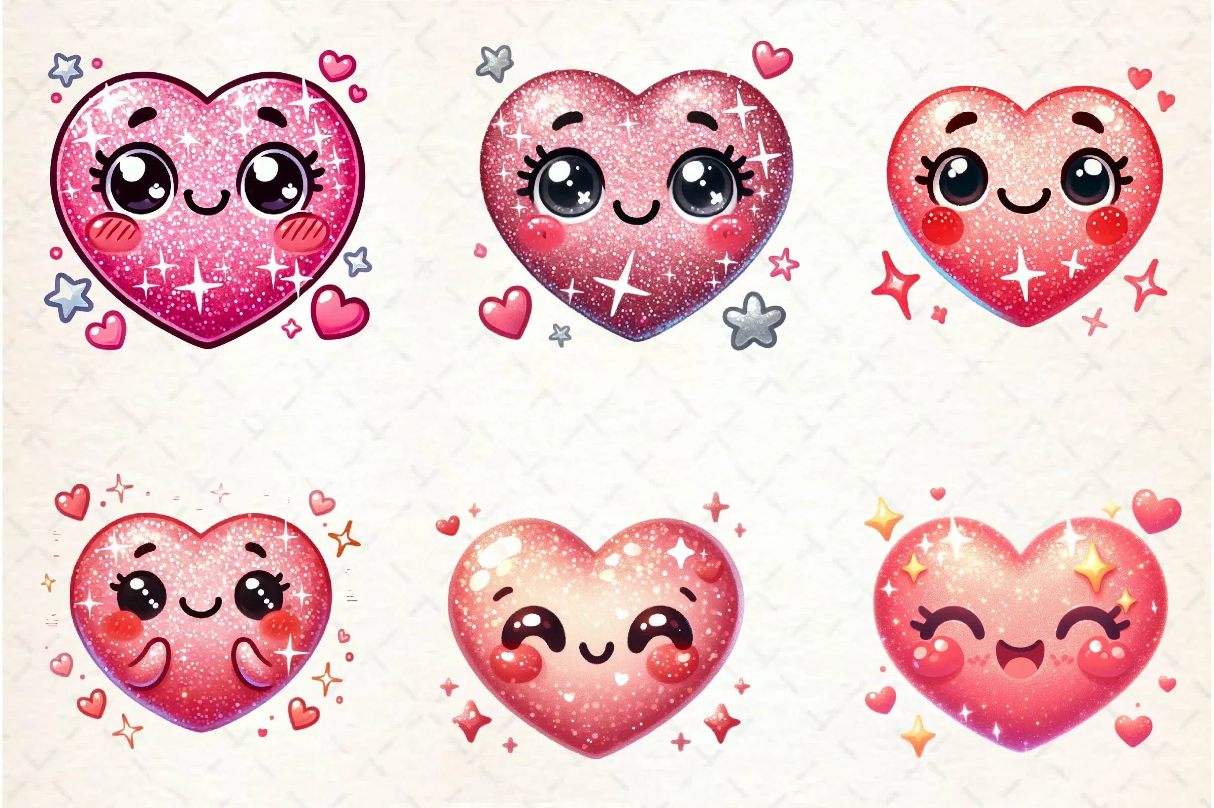 Cute Valentine Smiling Heart Clipart Bundle - CraftNest - Digital Crafting and Art