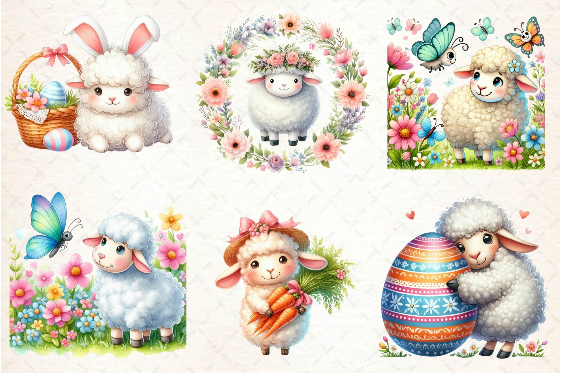 Cute Easter Sheep Clipart Bundle - CraftNest - Digital Crafting and Art