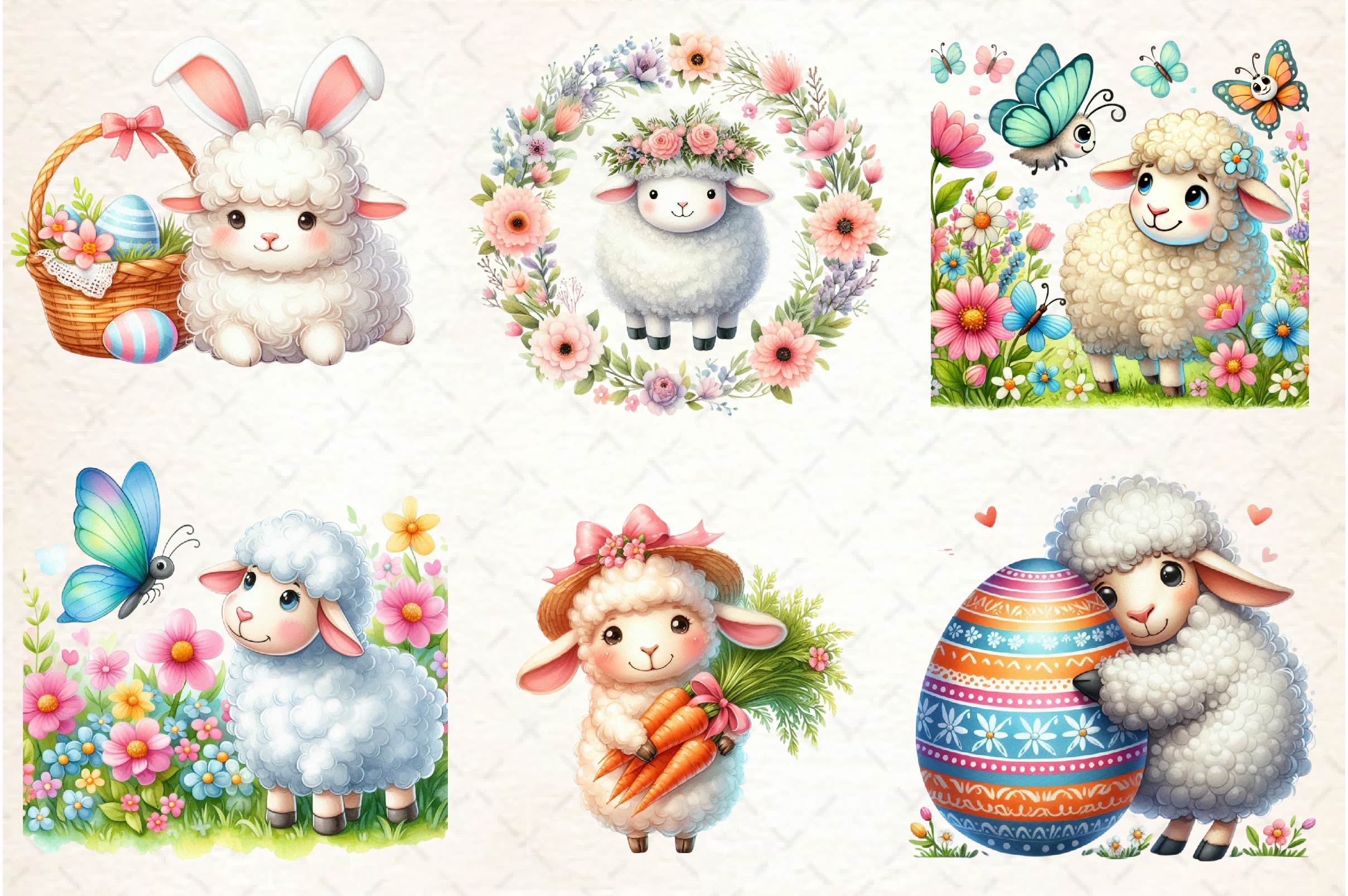 Cute Easter Sheep Clipart Bundle - CraftNest - Digital Crafting and Art