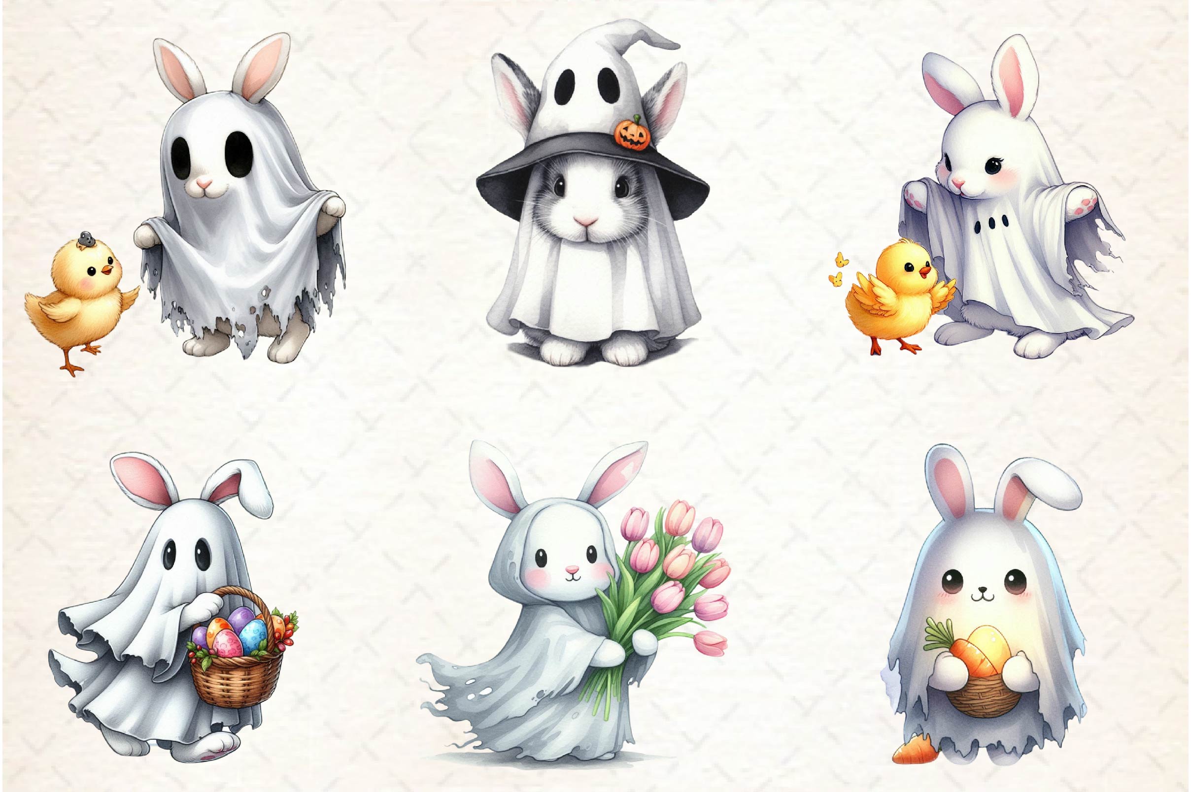 Easter Ghost Rabbit Clipart Bundle - CraftNest - Digital Crafting and Art