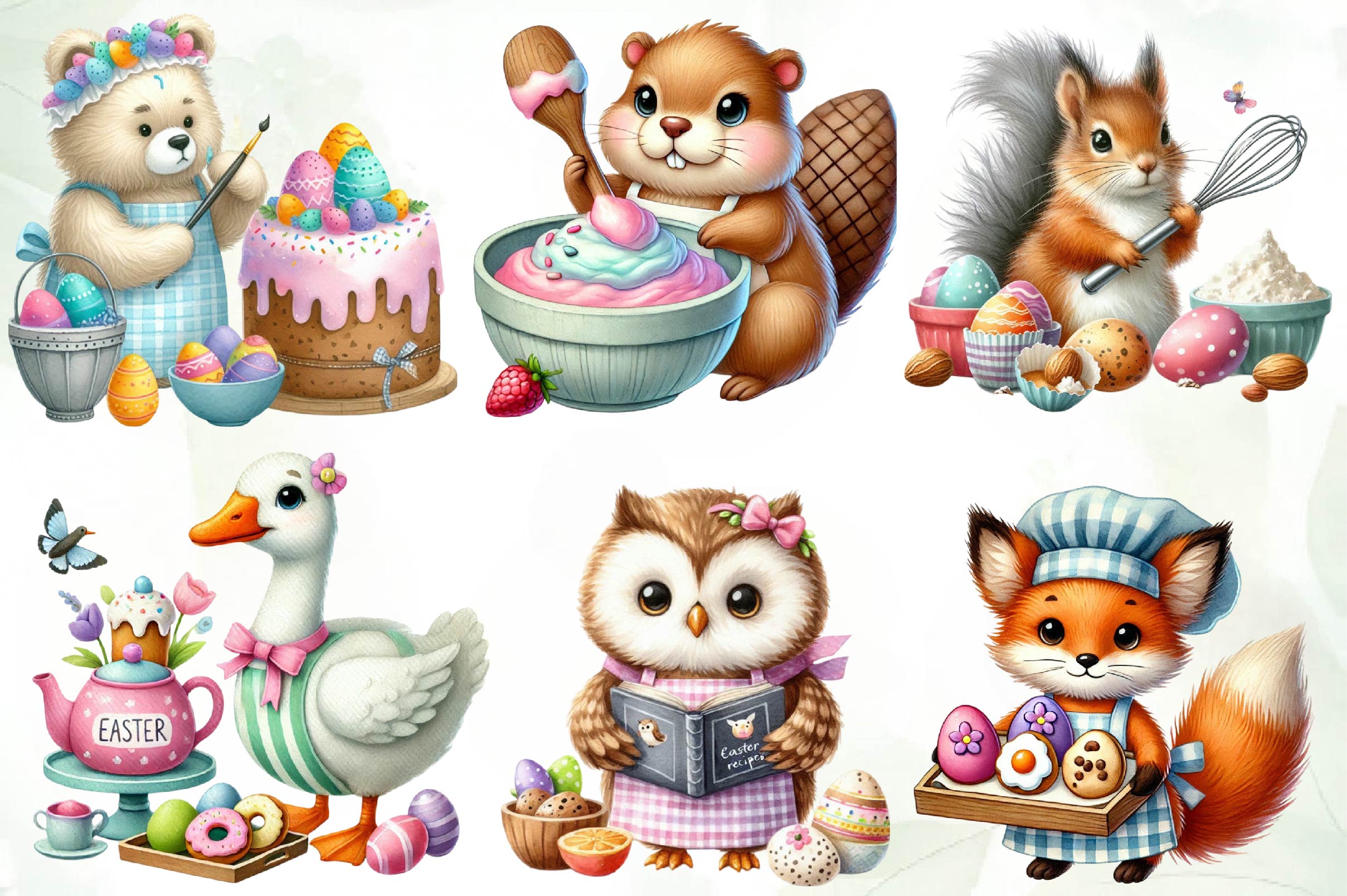 Eastertime Cooking Animals Clipart Bundle - CraftNest - Digital Crafting and Art