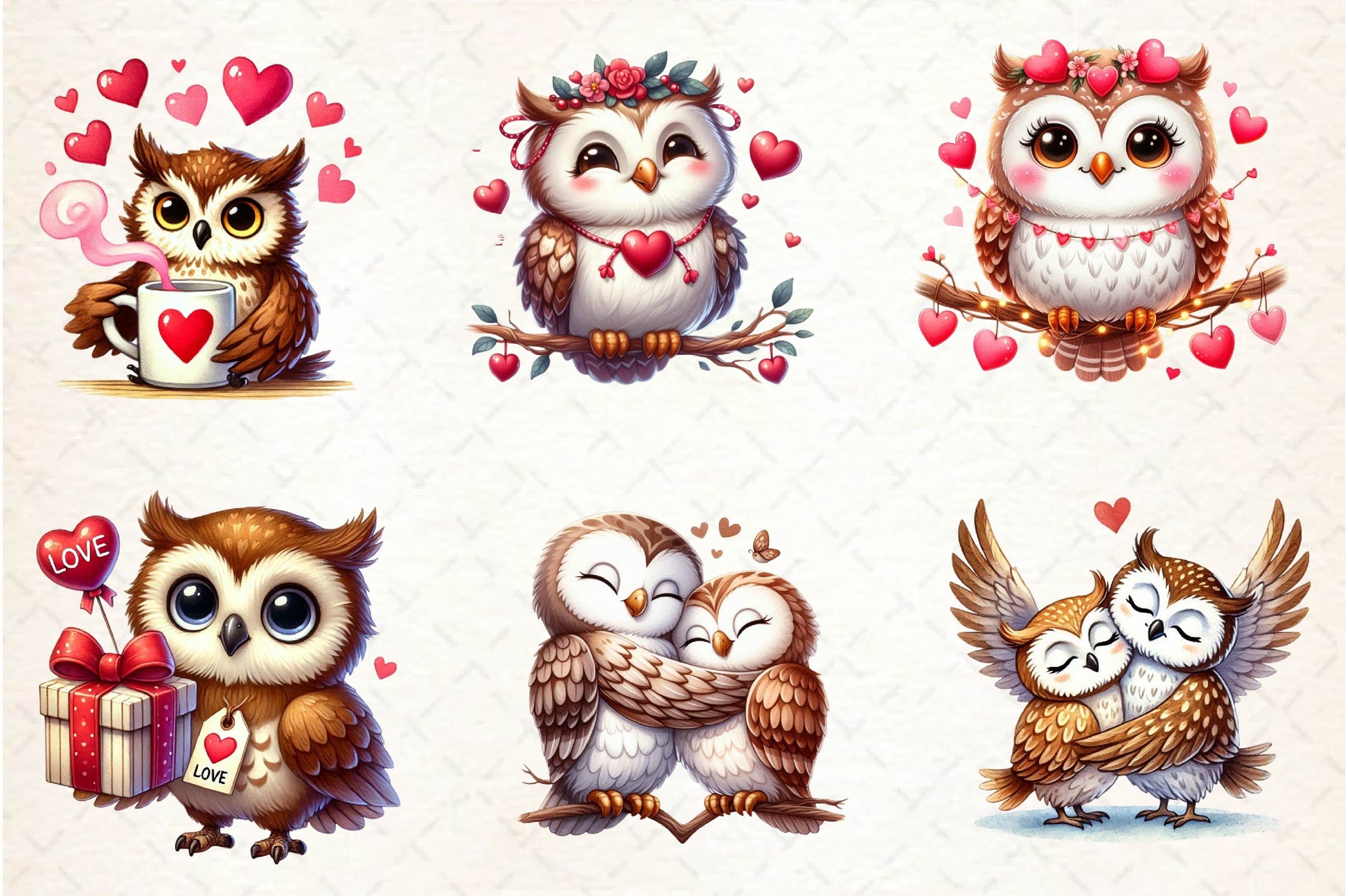 Cute Kawaii Owl Valentine Clipart Bundle - CraftNest - Digital Crafting and Art
