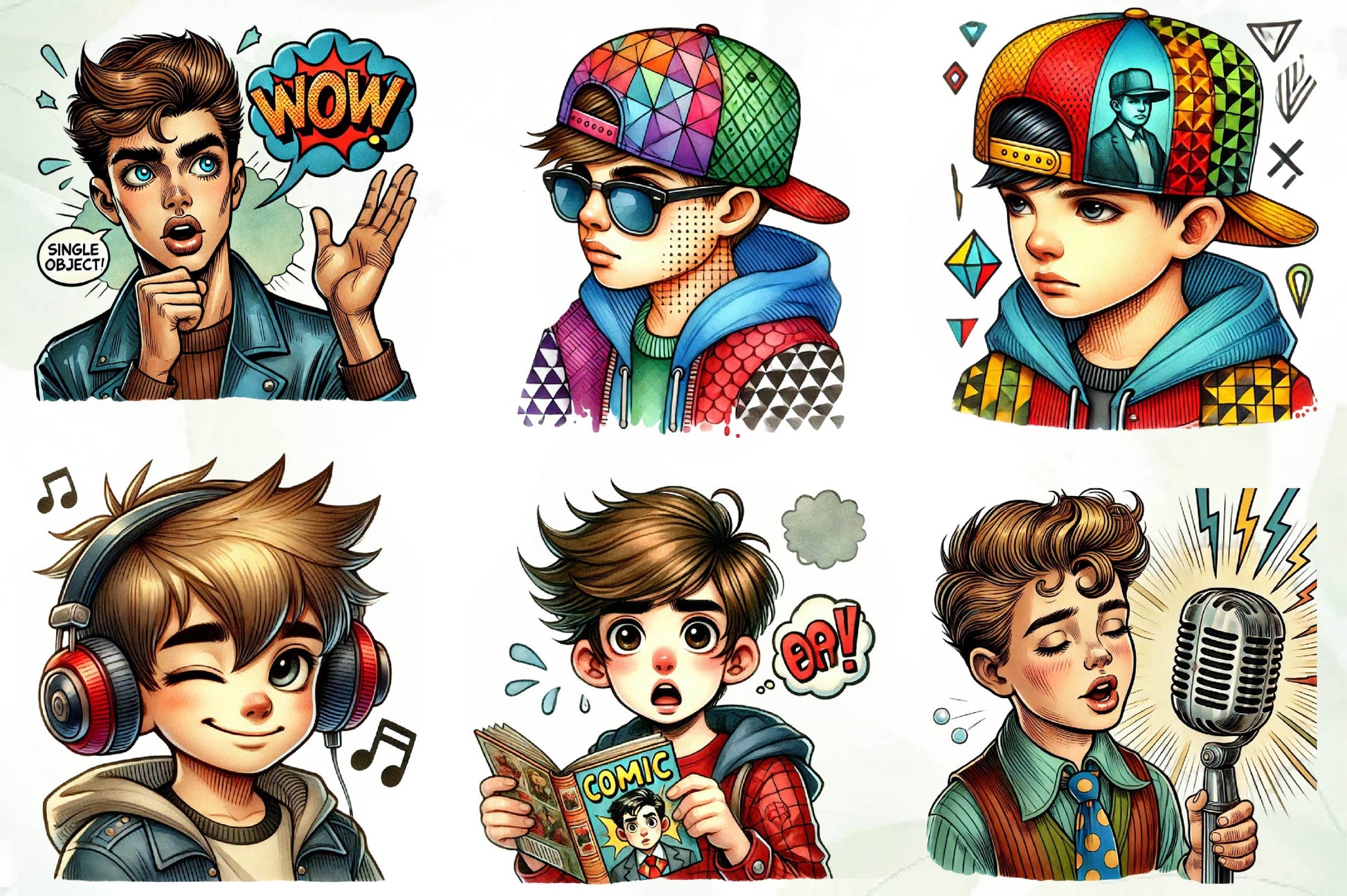 Pop Art Boy Clipart Bundle - CraftNest - Digital Crafting and Art