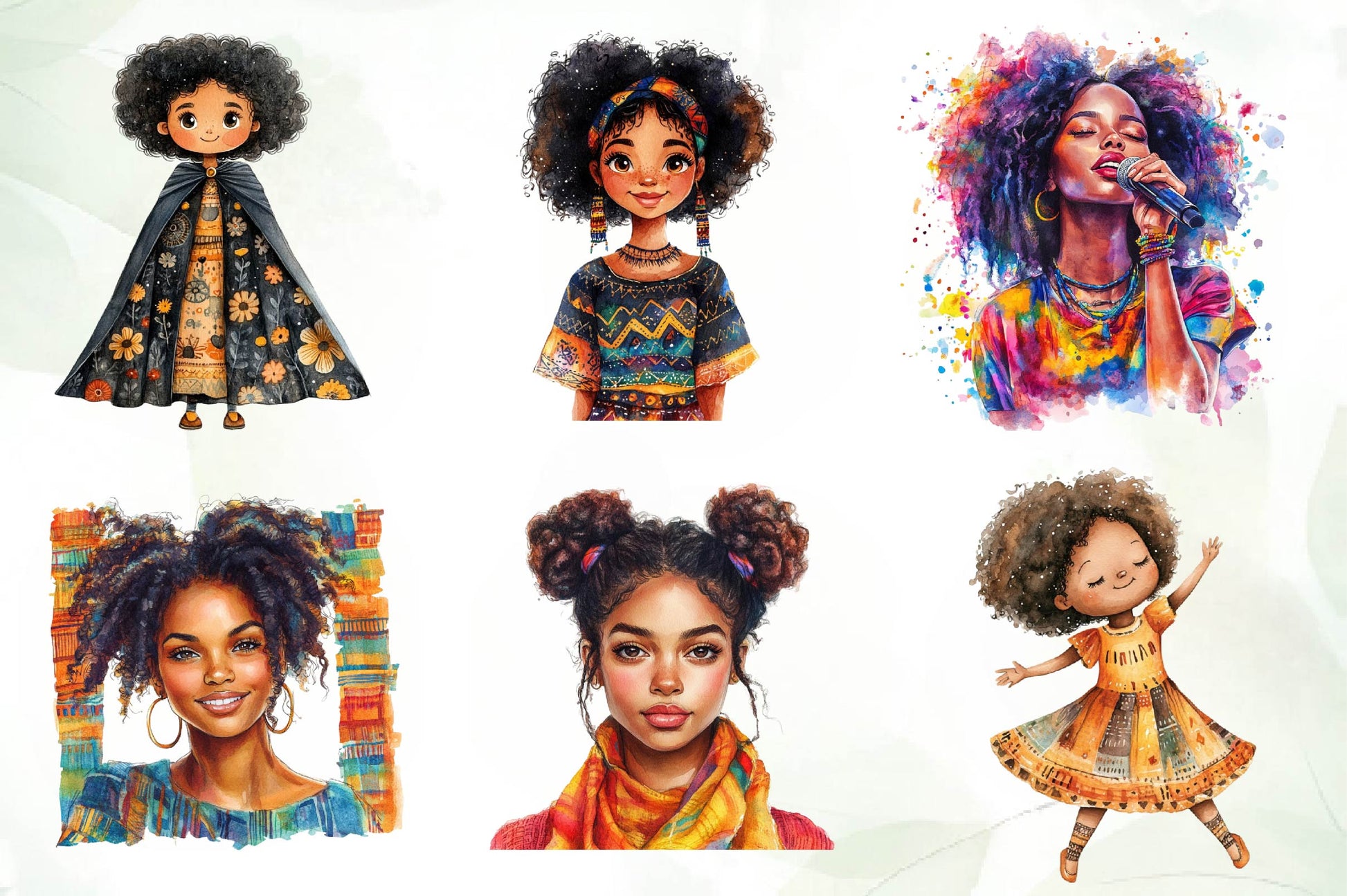 Black History Month Afro Girl Clipart Bundle 1 - CraftNest - Digital Crafting and Art