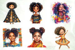 Black History Month Afro Girl Clipart Bundle 1 - CraftNest - Digital Crafting and Art