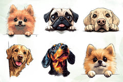 Peeking Around Corner Dog Clipart Bundle - CraftNest - Digital Crafting and Art