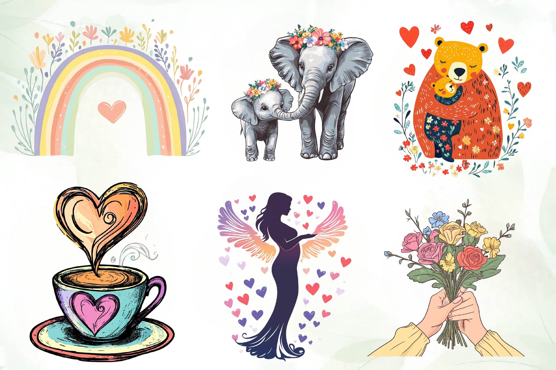 Hand Drawn Mothers Day Illustrations Clipart Bundle - CraftNest - Digital Crafting and Art