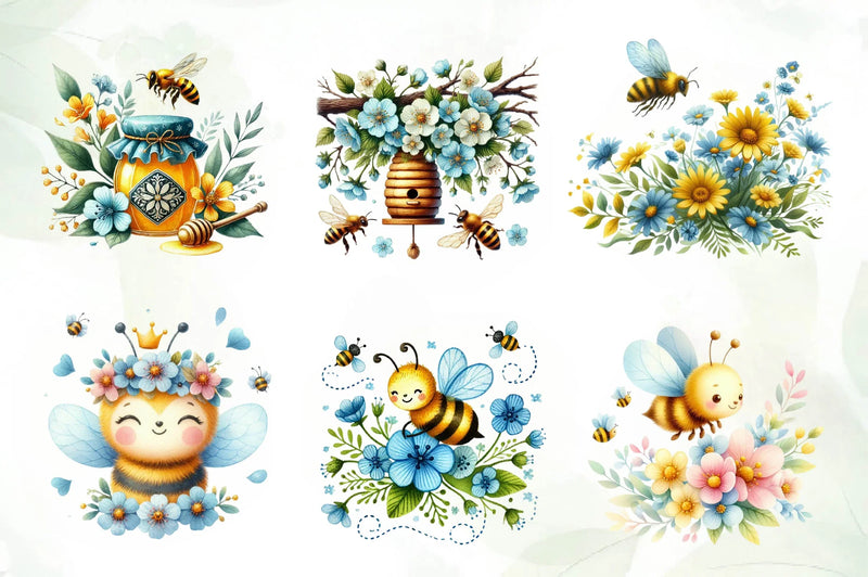 Spring Bees Clipart Bundle 1 - CraftNest - Digital Crafting and Art