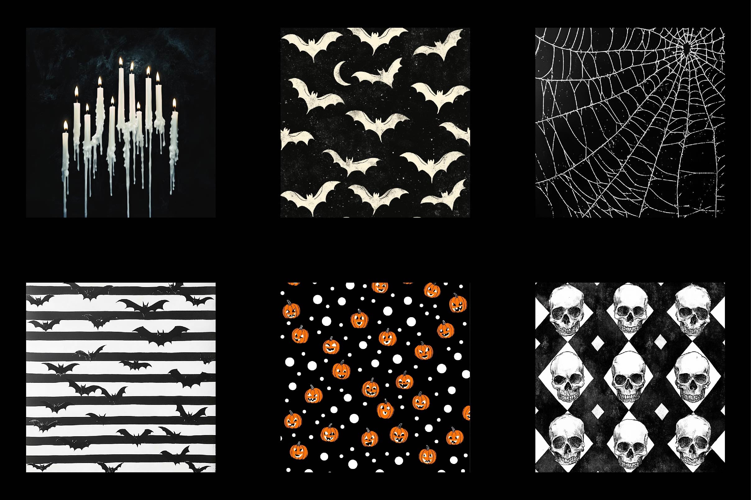 Black And White Halloween Digital Paper - CraftNest - Digital Crafting and Art