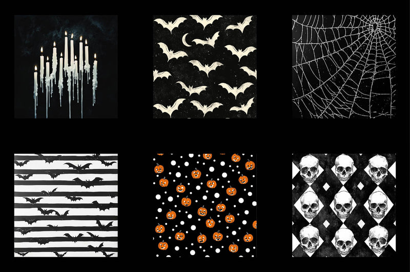 Black And White Halloween Digital Paper - CraftNest - Digital Crafting and Art