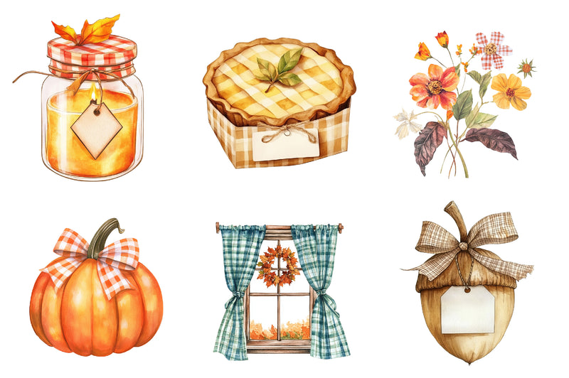 Gingham Autumn Clipart Bundle 1 - CraftNest - Digital Crafting and Art