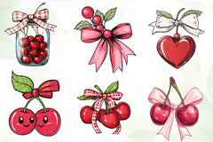 Coquette Cherries Bow Clipart Bundle - CraftNest - Digital Crafting and Art