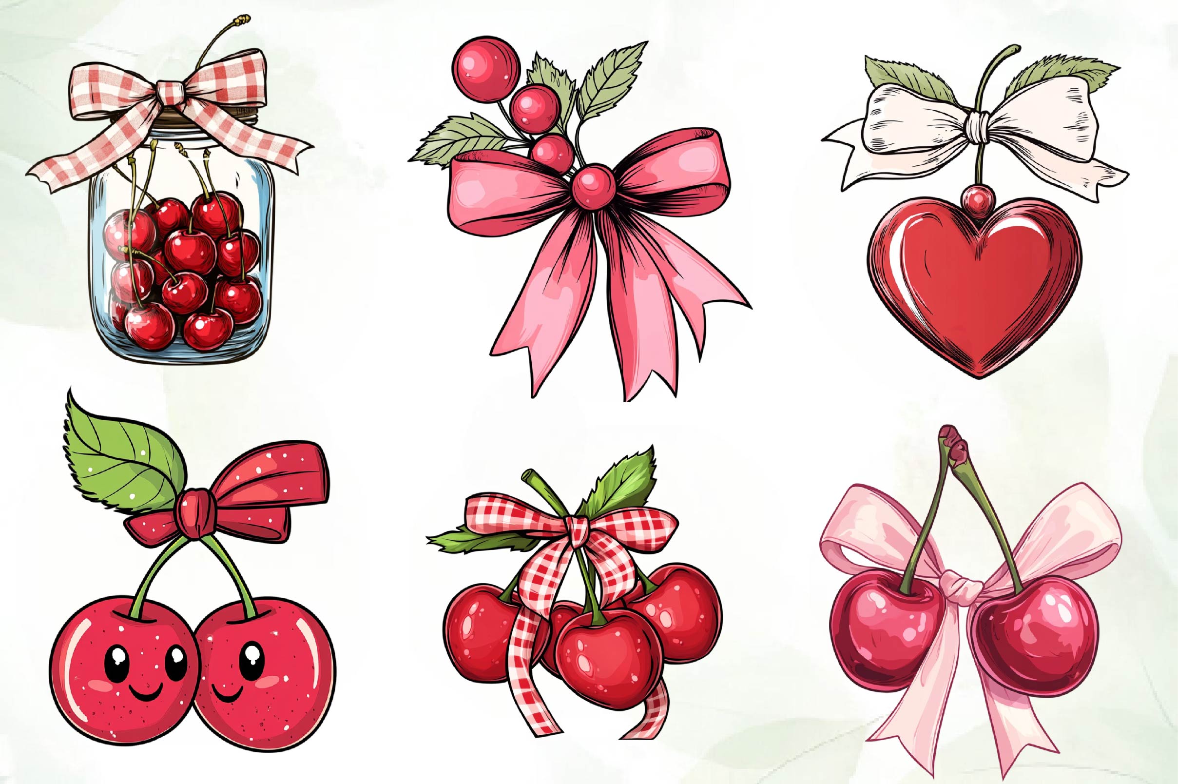 Coquette Cherries Bow Clipart Bundle - CraftNest - Digital Crafting and Art