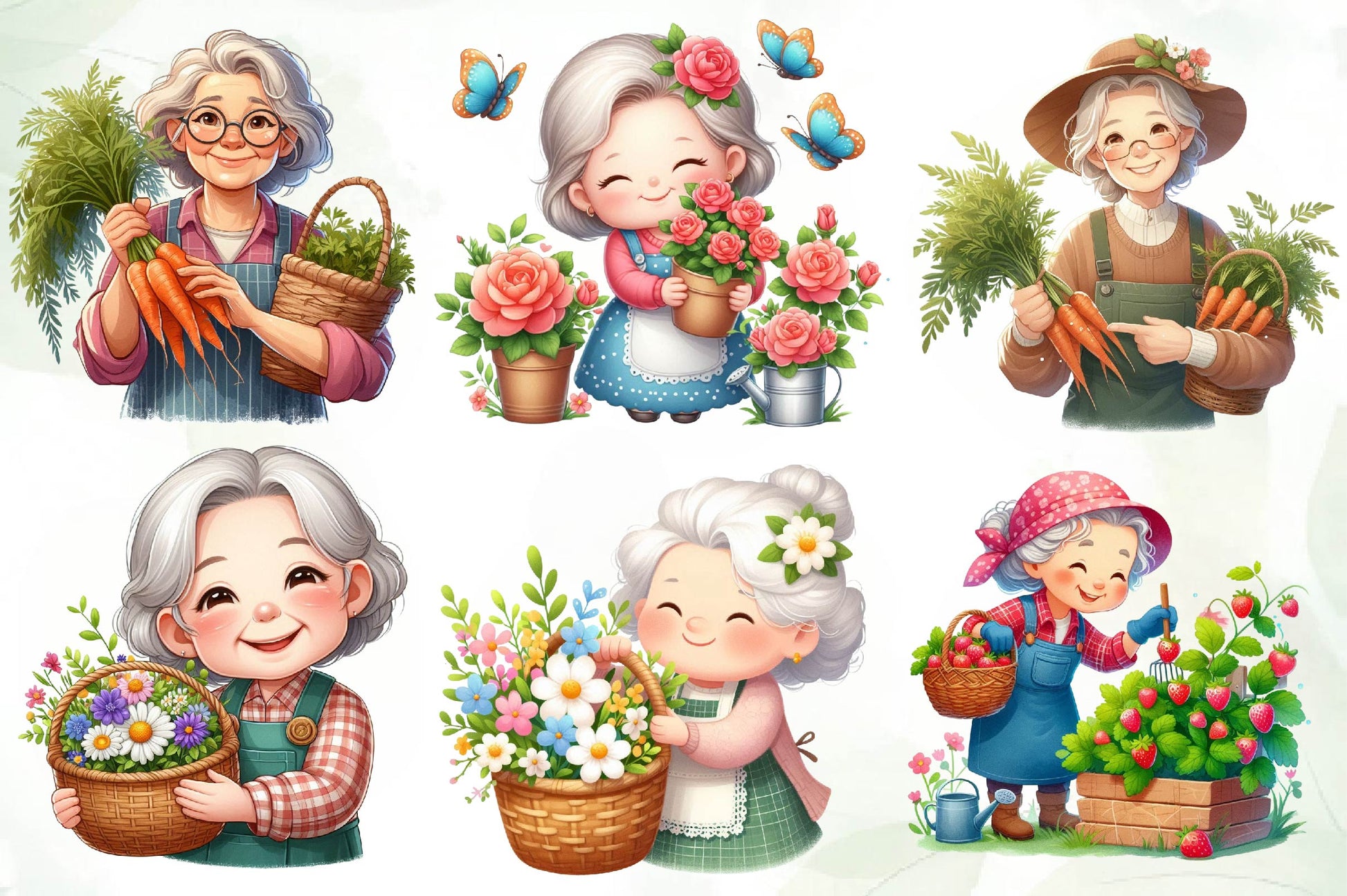 Gardening Grandma Clipart Bundle - CraftNest - Digital Crafting and Art