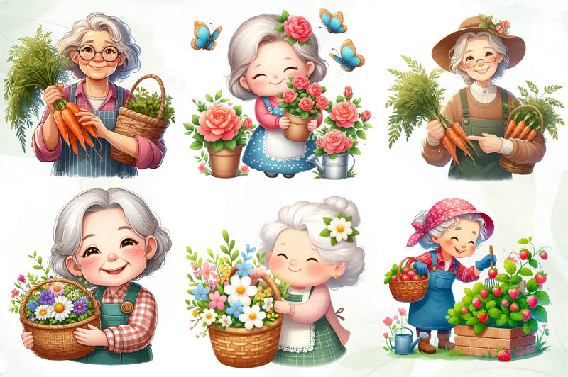 Gardening Grandma Clipart Bundle - CraftNest - Digital Crafting and Art