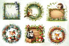 Woodland Forest Animals Frame Clipart Bundle - CraftNest - Digital Crafting and Art