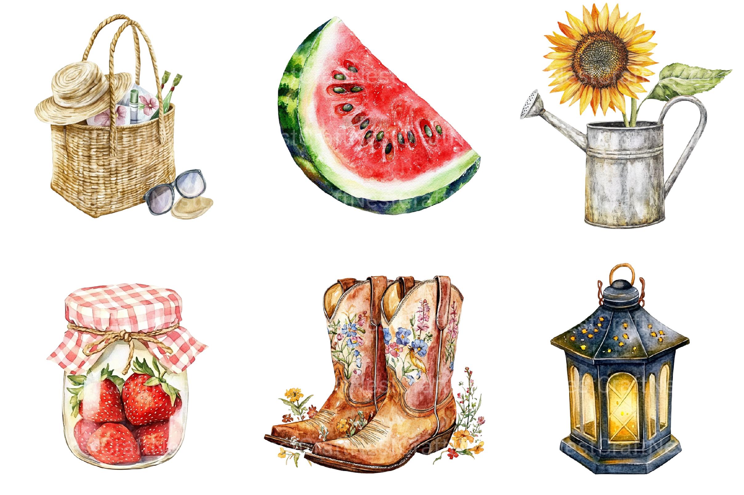 Happy Rustic Summer Clipart - CraftNest - Digital Crafting and Art