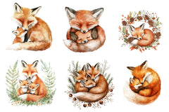 Cozy Fox Family Clipart Bundle - CraftNest - Digital Crafting and Art