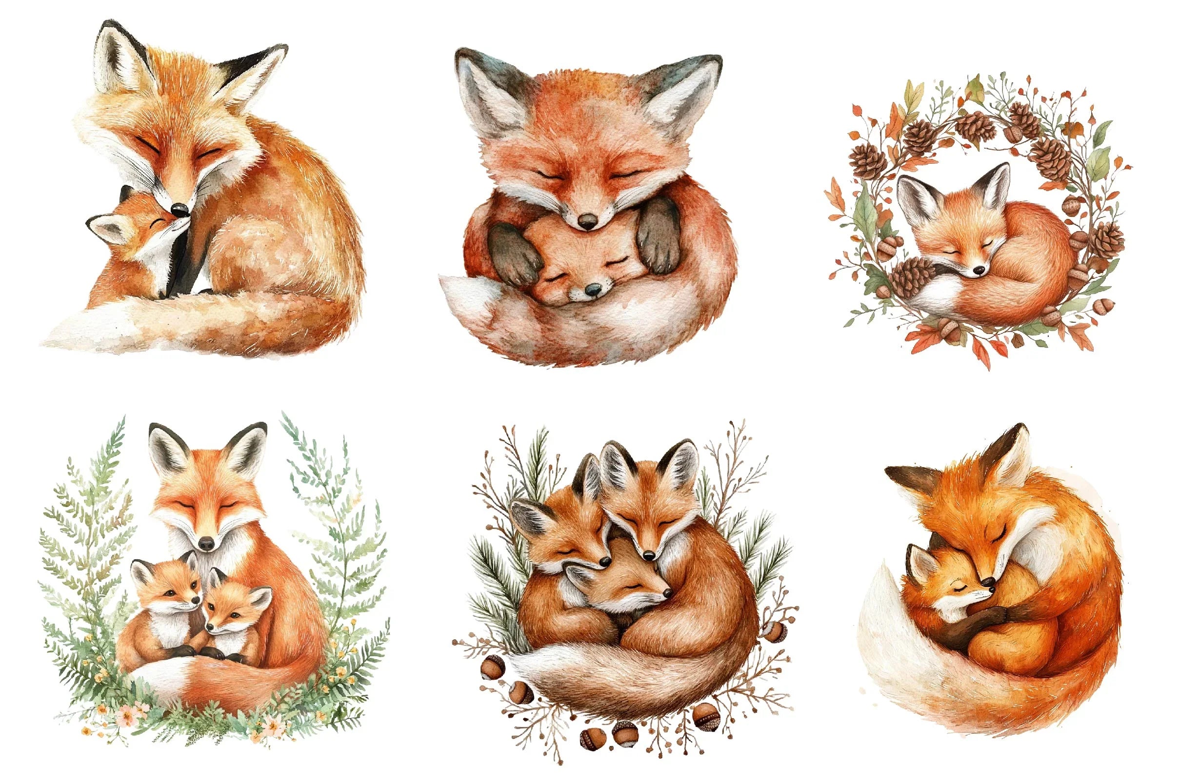 Cozy Fox Family Clipart Bundle - CraftNest - Digital Crafting and Art