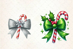 Glitter Christmas Bow Candy Cane Clipart Bundle - CraftNest - Digital Crafting and Art