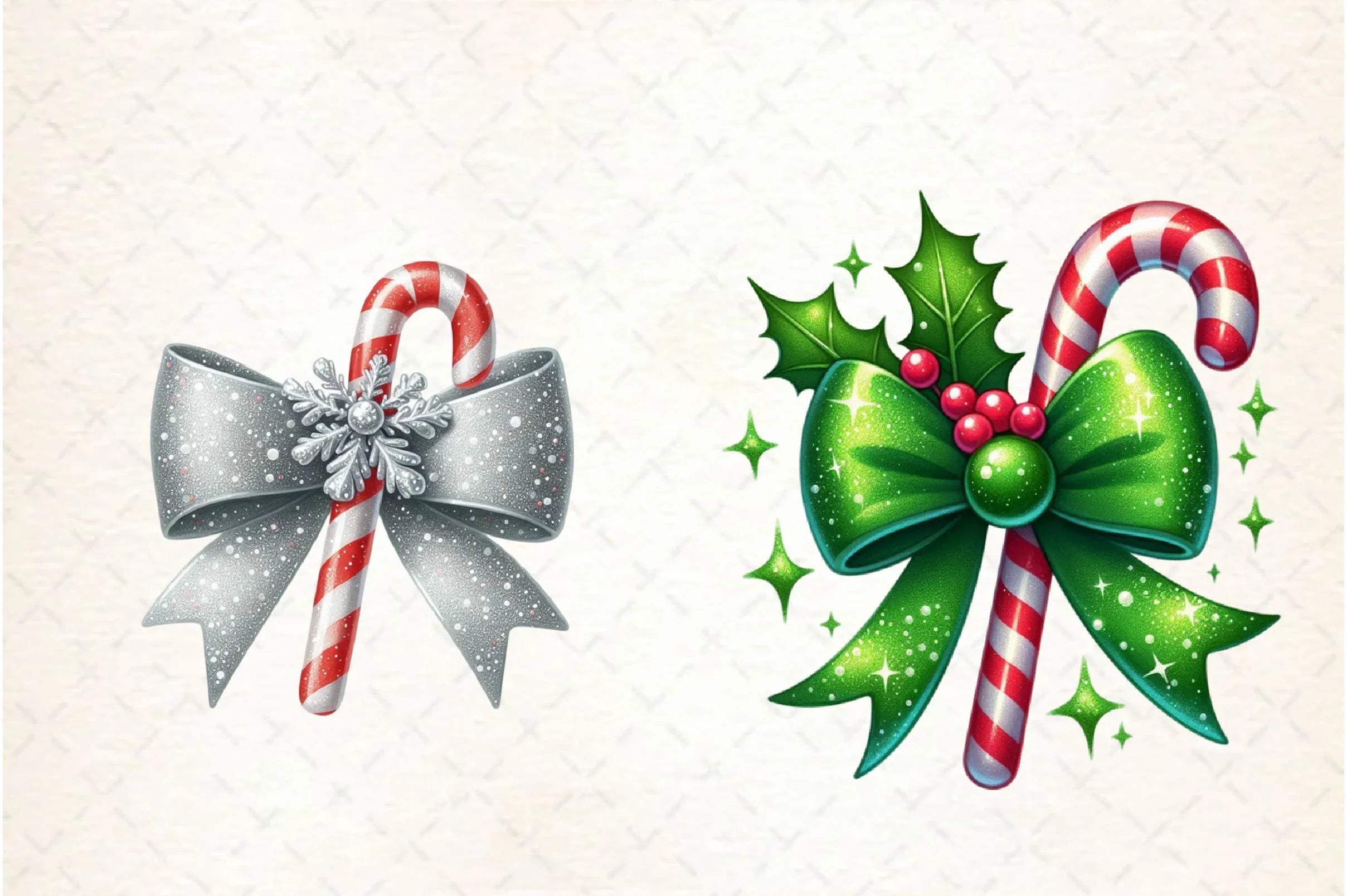 Glitter Christmas Bow Candy Cane Clipart Bundle - CraftNest - Digital Crafting and Art