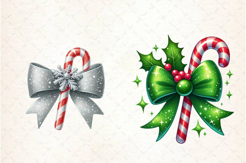 Glitter Christmas Bow Candy Cane Clipart Bundle - CraftNest - Digital Crafting and Art