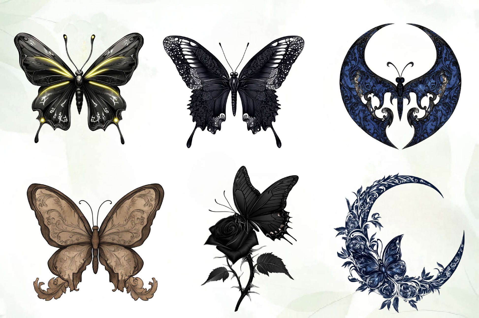 Gothic Summer Butterfly Clipart Bundle - CraftNest - Digital Crafting and Art