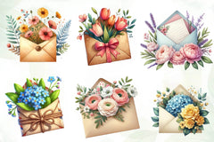 Spring Envelope Flower Letter Clipart Bundle 1 - CraftNest - Digital Crafting and Art
