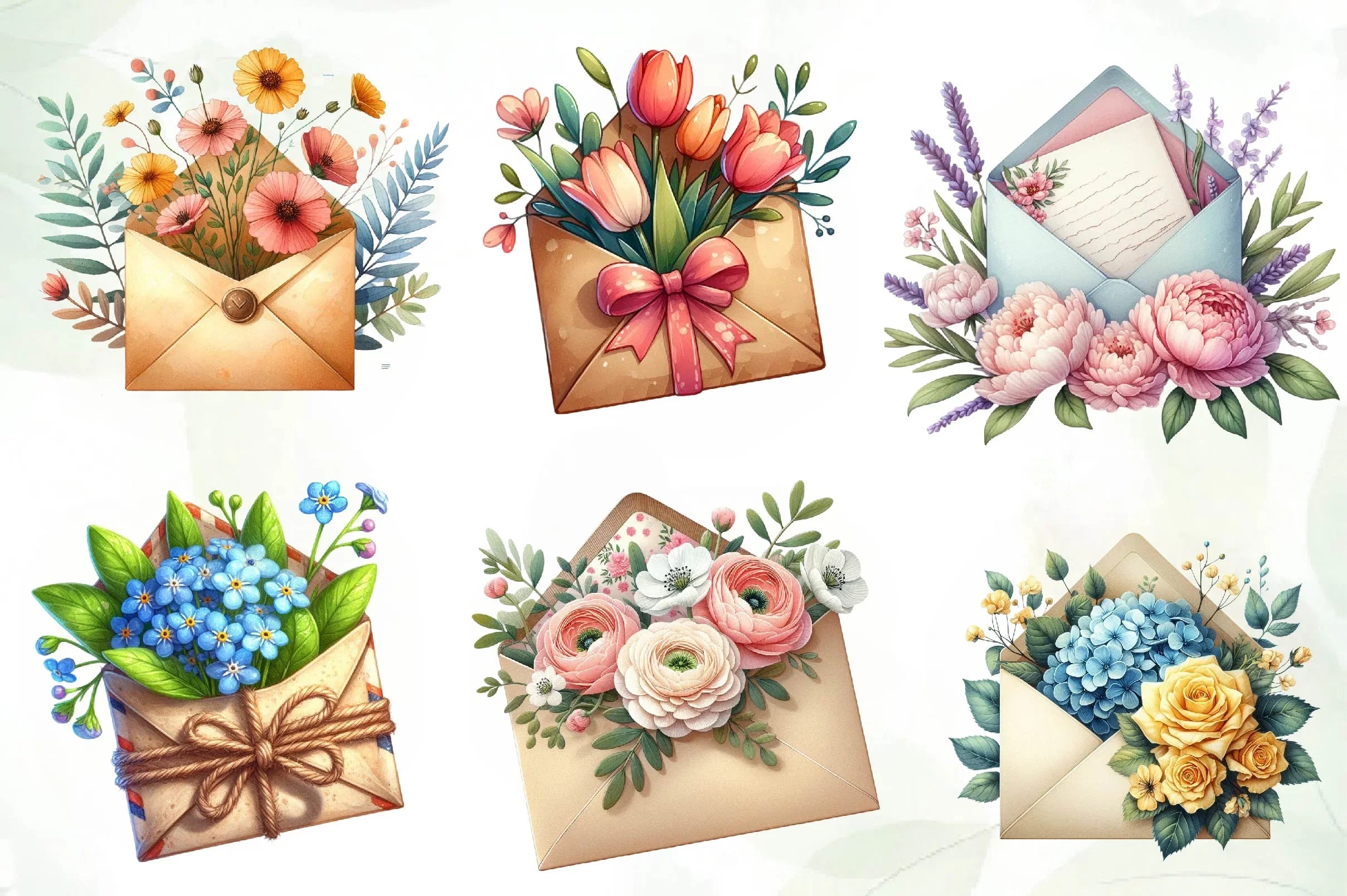 Spring Envelope Flower Letter Clipart Bundle 1 - CraftNest - Digital Crafting and Art