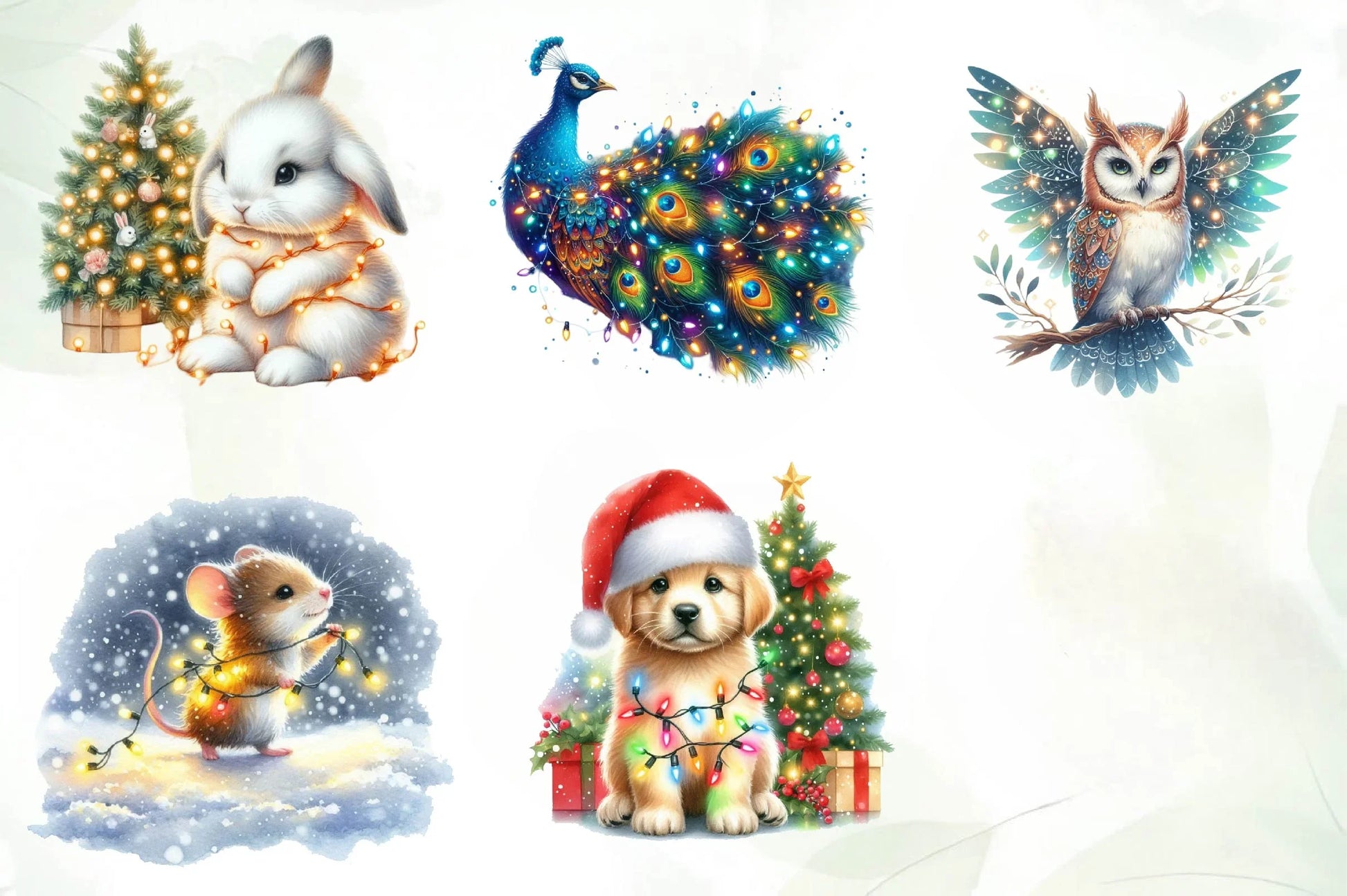 Christmas Light Animal Clipart Bundle - CraftNest - Digital Crafting and Art