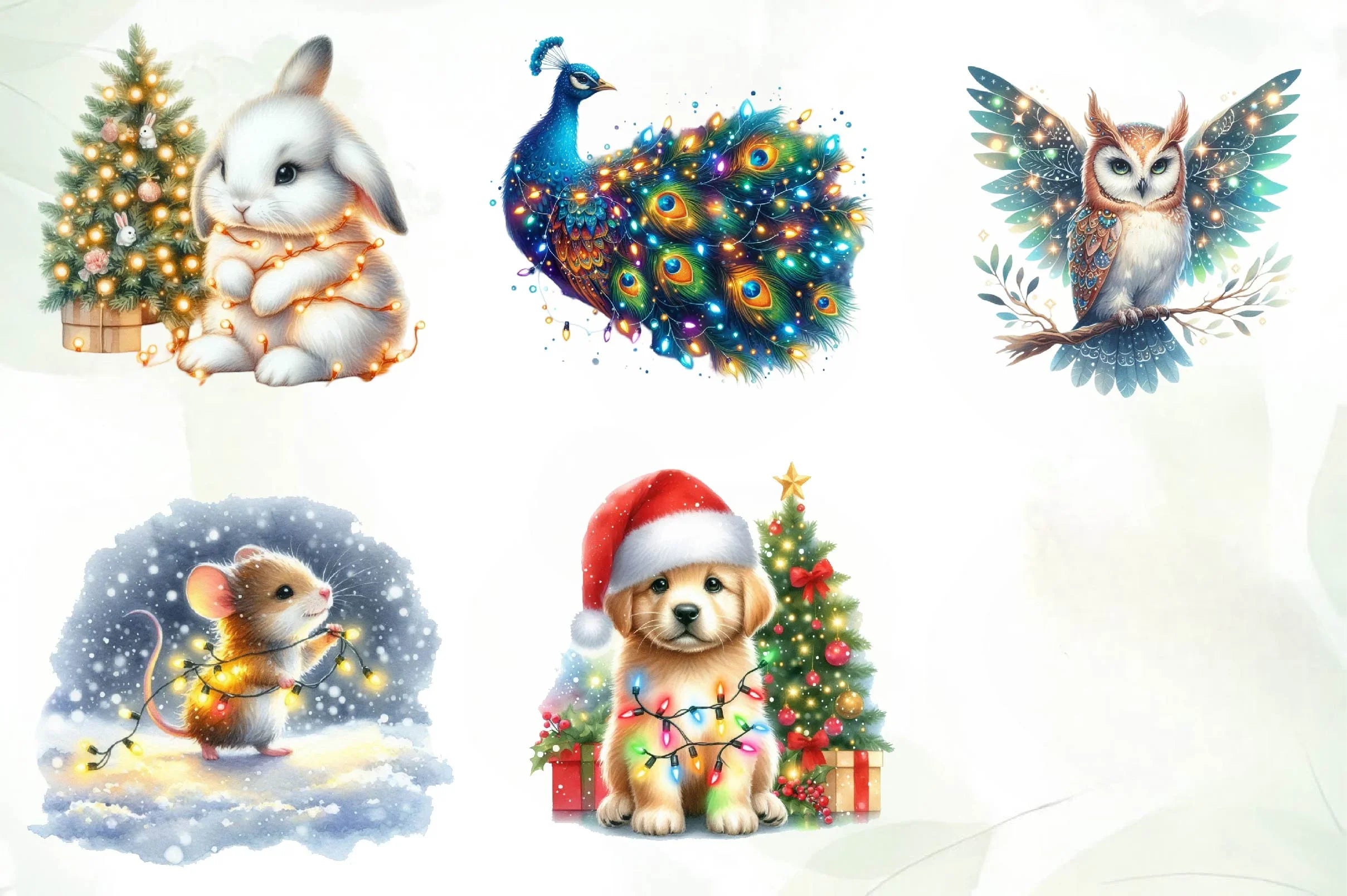 Christmas Light Animal Clipart Bundle - CraftNest - Digital Crafting and Art