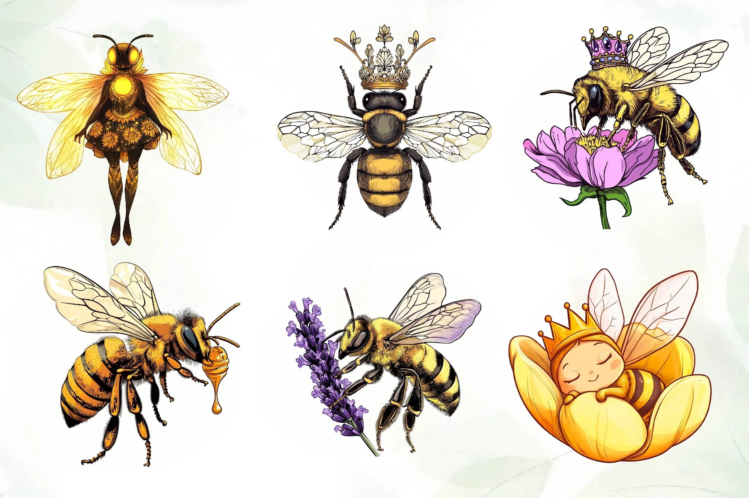 Cute Queen Bee Clipart Bundle - CraftNest - Digital Crafting and Art