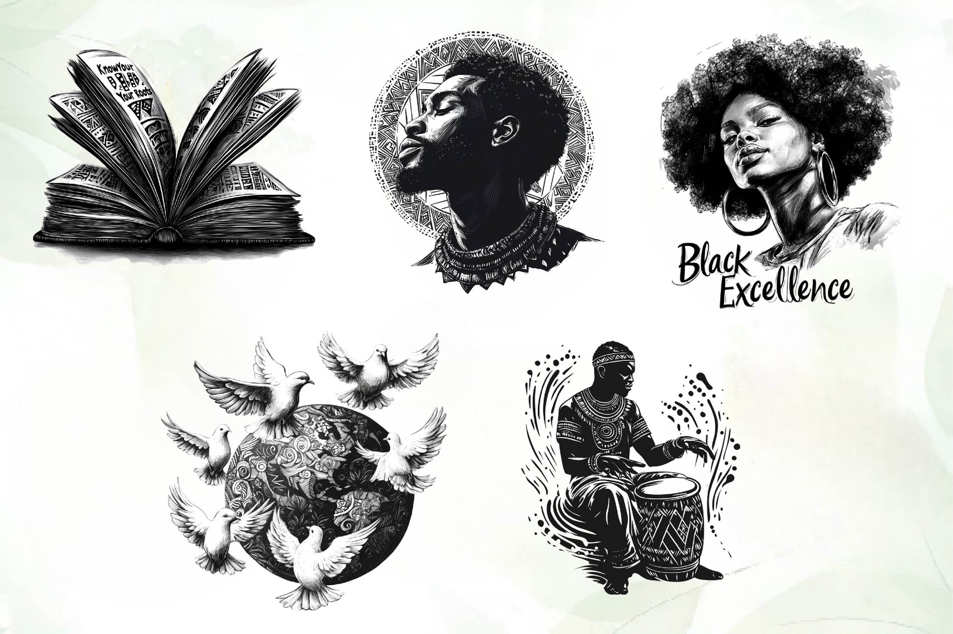 Black And White Black Month Clipart Bundle - CraftNest - Digital Crafting and Art