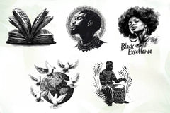 Black And White Black Month Clipart Bundle - CraftNest - Digital Crafting and Art