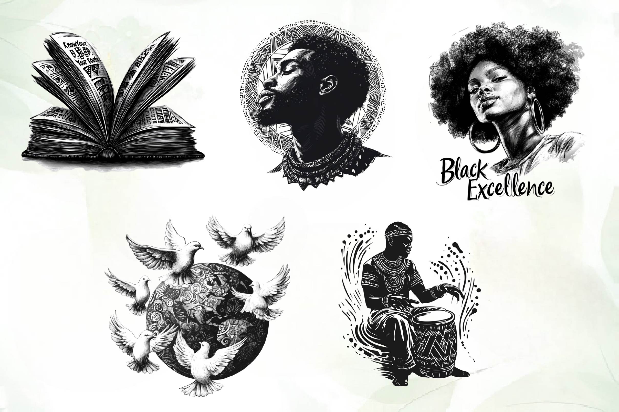 Black And White Black Month Clipart Bundle - CraftNest - Digital Crafting and Art