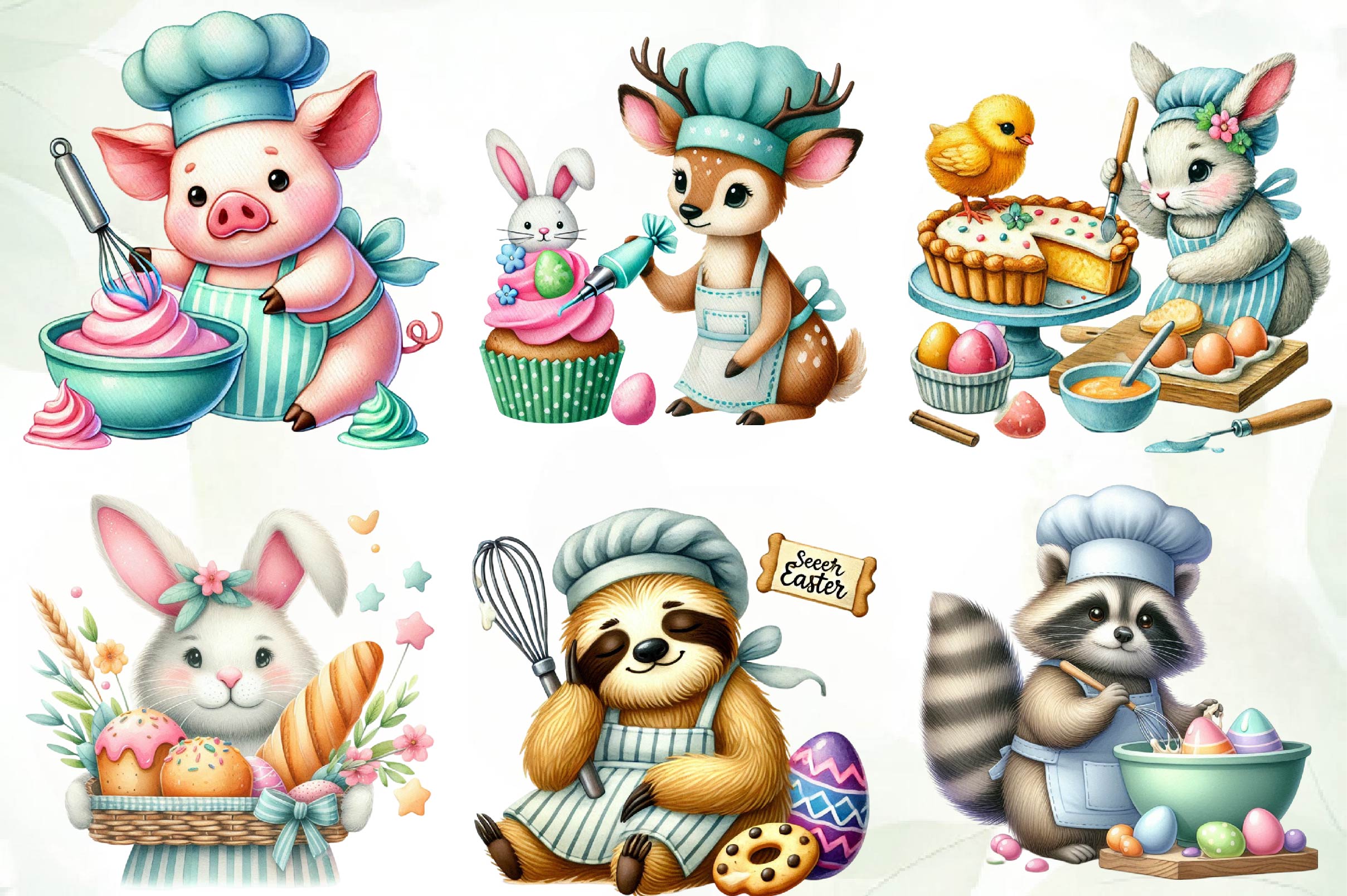 Eastertime Cooking Animals Clipart Bundle - CraftNest - Digital Crafting and Art