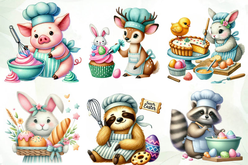 Eastertime Cooking Animals Clipart Bundle - CraftNest - Digital Crafting and Art