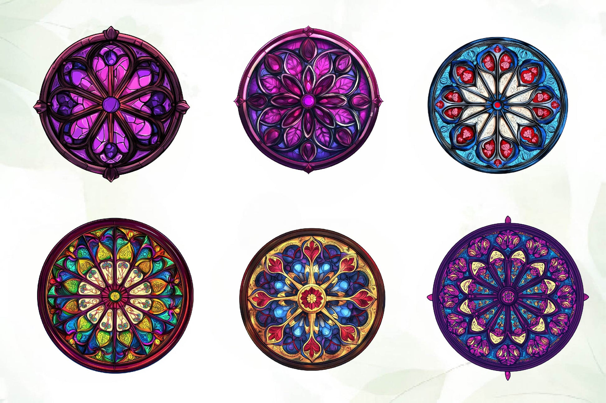 Gothic Rose Window Stained Glass Clipart Bundle - CraftNest - Digital Crafting and Art