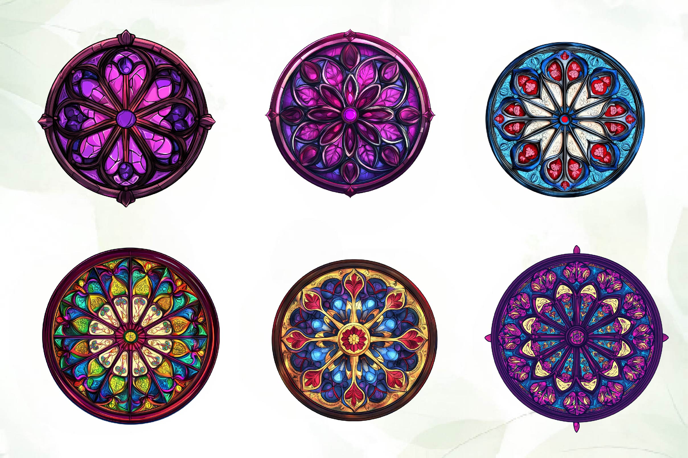 Gothic Rose Window Stained Glass Clipart Bundle - CraftNest - Digital Crafting and Art