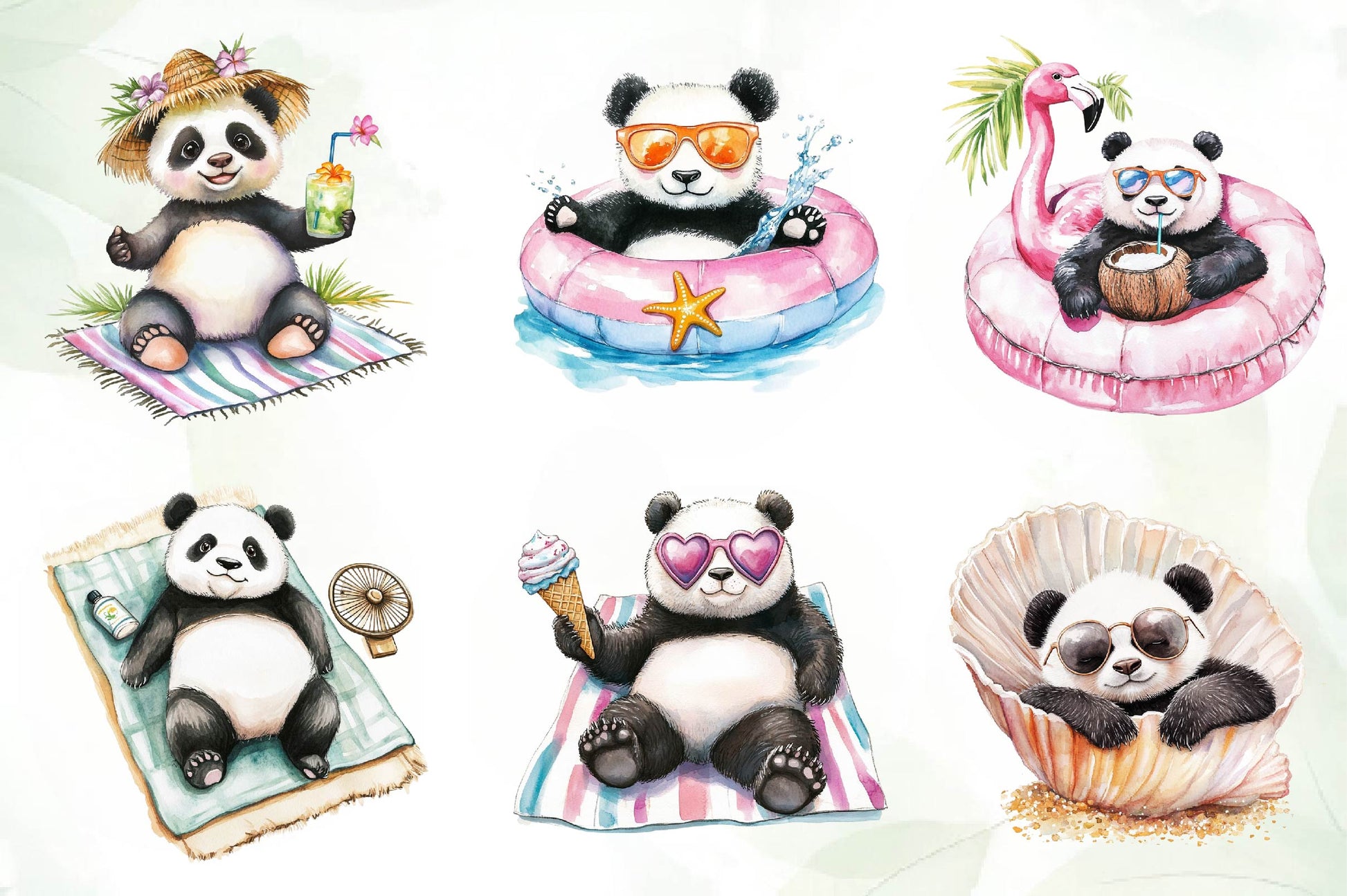 Funny Sunbathing Panda Clipart Bundle - CraftNest - Digital Crafting and Art