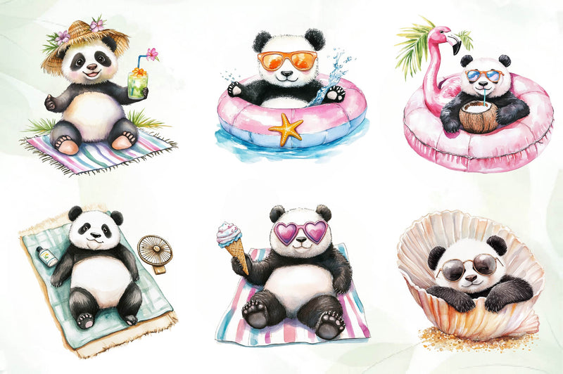 Funny Sunbathing Panda Clipart Bundle - CraftNest - Digital Crafting and Art