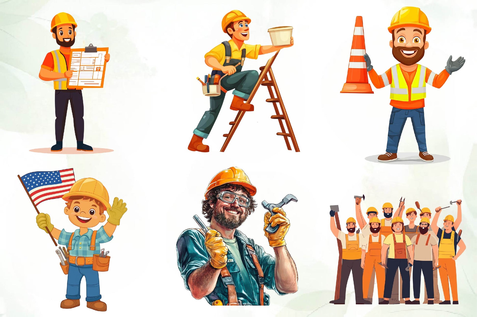 Construction Worker Labor Day Clipart Bundle - CraftNest - Digital Crafting and Art