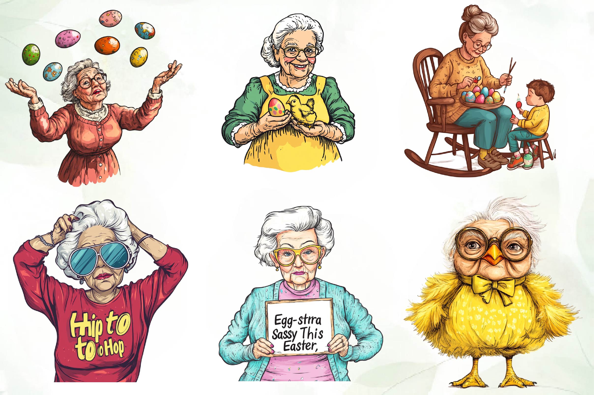 Funny Easter Grandma Clipart Bundle - CraftNest - Digital Crafting and Art